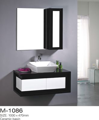 Black And White MDF Bathroom Vanity Piano Keyboard Type Ceramic Basin Mirror Included