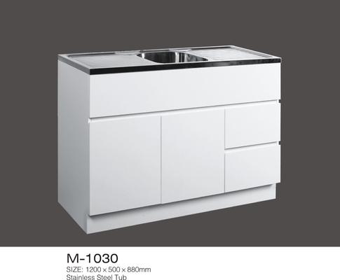 Vanité de salle de bains de forces de défense principale Premade, Cabinets de salle de bains prêts à l'emploi blancs de baquet d'acier inoxydable