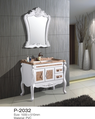 Vanité supérieure de marbre blanche de salle de bains avec la mode moderne européenne de tiroirs