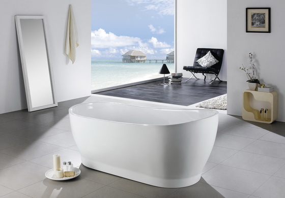 Baignoire debout libre courte de 4 pieds, baquet libre ovale étroit blanc