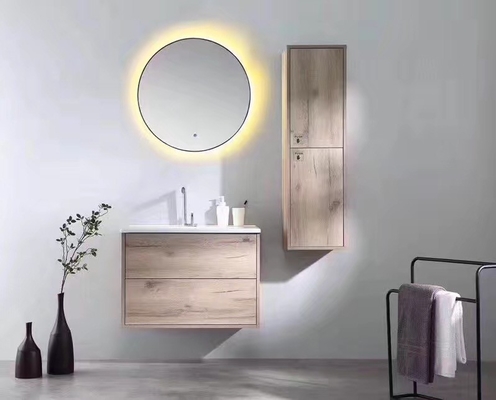Vanité faite sur commande de salle de bains de contreplaqué de construction, rond fixé au mur dans le Cabinet de miroir de salle de bains de mur