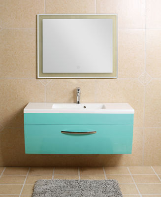 Vanité contemporaines de meubles de salle de bains avec le bleu rayonnant de lac door de dessus coloré