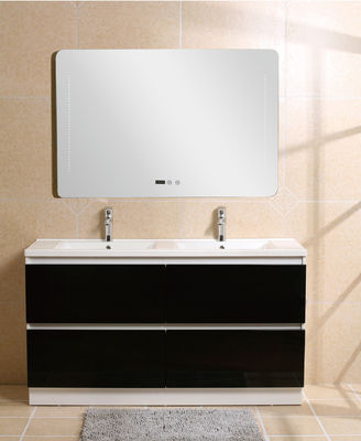 Vanité noires de salle de bains de Premade, Cabinets de salle de bains préfabriqués de vanité de partie supérieure du comptoir doubles